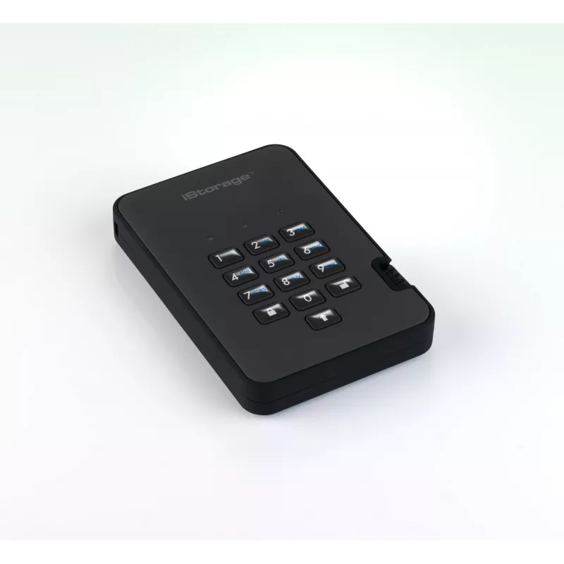 iStorage diskAshur2 256-bit 1TB USB 3.2 saugus šifruotas kietojo kūno diskas – juodas IS-DA2-256-SSD-1TB-B