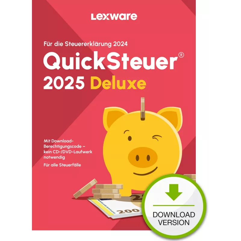 Lexware QuickSteuer Deluxe 2025 Parsisiuntimas Mokesčių grąžinimas 1 licencija (-os)