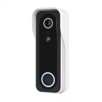 Vaizdo durų skambutis TRUST DOORCAM-3000, 3 MP, „Wi‑Fi“ 2,4 GHz, „MicroSD“ iki 256 GB, baterija/USB, juoda/baltas
