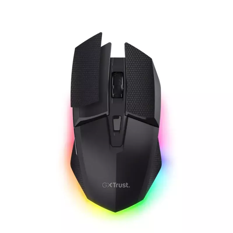 Žaidimų pelė TRUST GXT 122 Felox+ — dešiniarankiams, optinė, RF belaidė + Bluetooth, 10000 DPI, 7 mygtukai, kelių spalvų LED, juoda