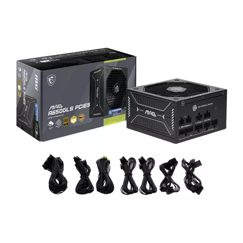 MSI MAG A650GLS PCIE5 maitinimo blokas 650 W 24 kontaktų ATX ATX Juoda