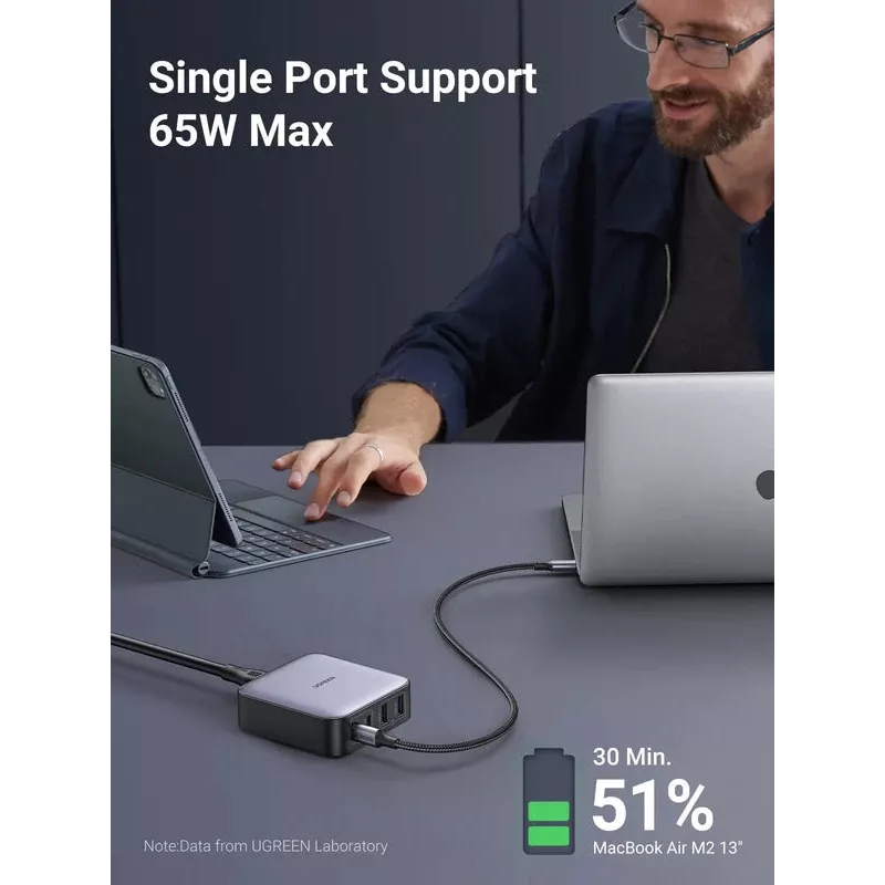 Ugreen Nexode 65 W stalinis greitasis įkroviklis, 2x USB-A + 2x USB-C (90747)