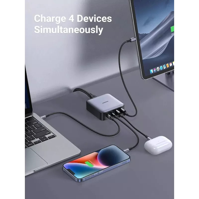 Ugreen Nexode 65 W stalinis greitasis įkroviklis, 2x USB-A + 2x USB-C (90747)