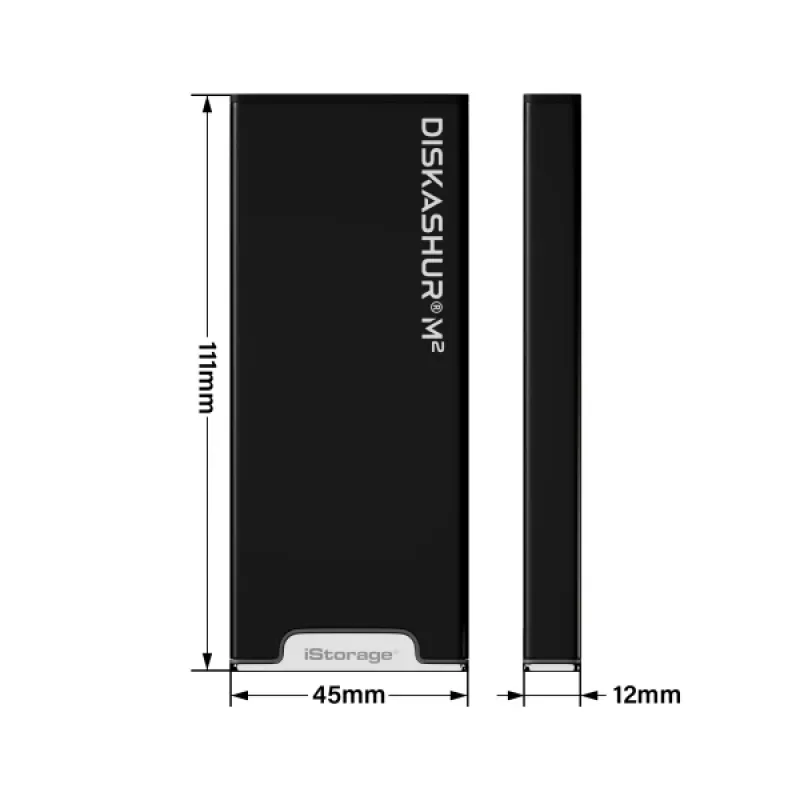 iStorage diskAshur M² SSD 500GB | Saugus nešiojamas kietojo kūno diskas | Atitinka FIPS 140-3 3 lygmens reikalavimus | Common Criteria EAL 5+ | Nepriklausomas nuo OS ir platformos | Atitinka GDPR, TAA | Apsauga nuo brutalios jėgos atakų | Atsparus dulkėms / vandeniui