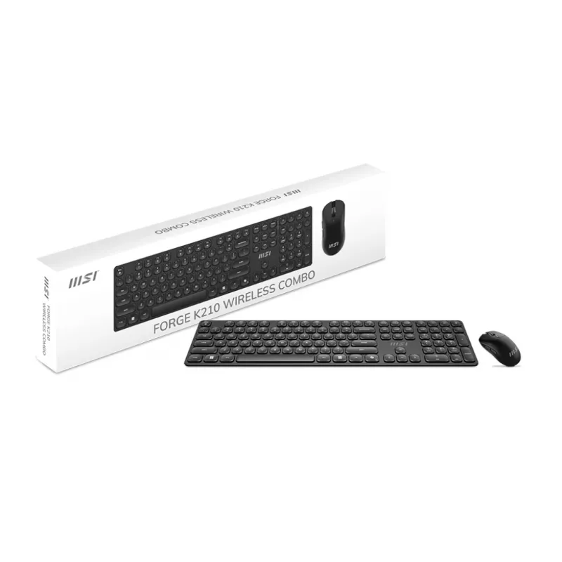 MSI FORGE K210 WIRELESS COMBO klaviatūra Pelė įskaičiuota Namams/Biurui USB Juoda