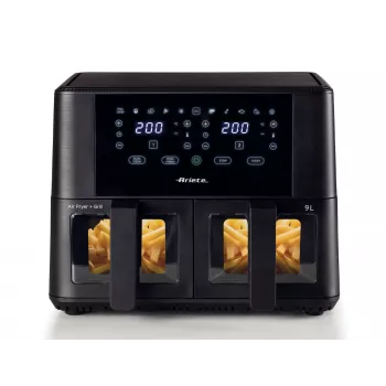 Ariete 4631 Dviguba karšto oro gruzdintuvė 9L, 2400W, bendra talpa 9L, 11 programų, daugiafunkcė, iki 3,6 kg kepto maisto, temperatūra iki 200 °C, dvigubas krepšys, juoda