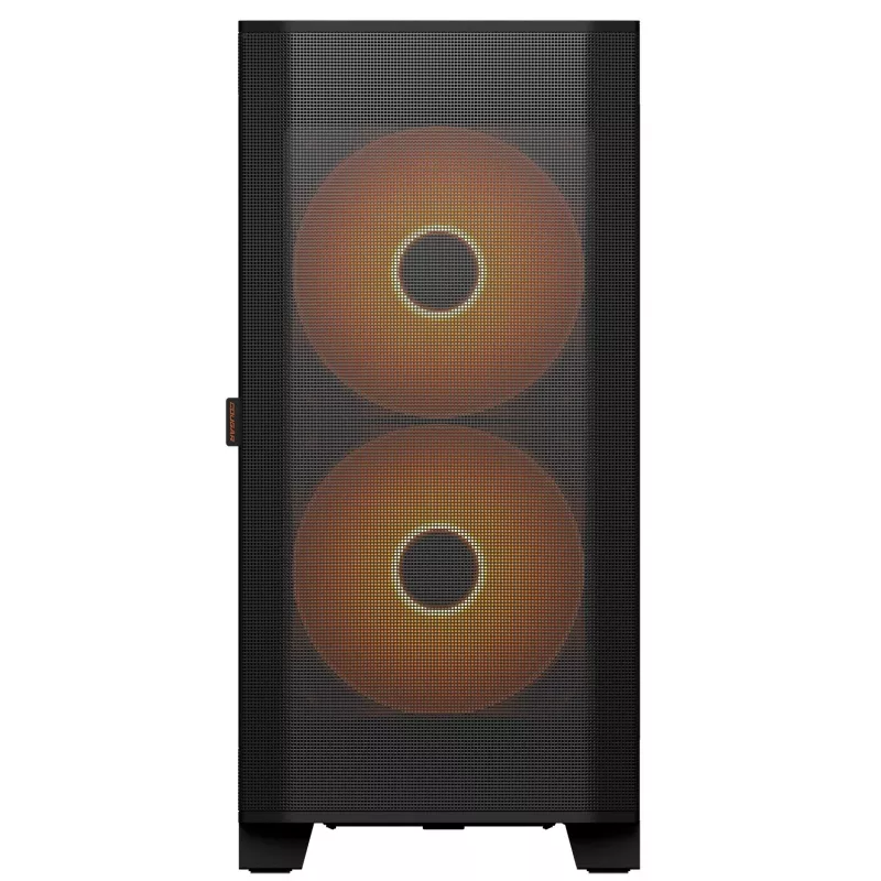 PC Midi Tower korpusas Cougar Airface FLO ARGB, juodas – palaiko 2x180 mm priekinius, 1x120 mm galinį ventiliatorius, 2,5/3,5 colių diskus, 240×480×509 mm