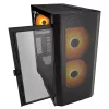 PC Midi Tower korpusas Cougar Airface FLO ARGB, juodas – palaiko 2x180 mm priekinius, 1x120 mm galinį ventiliatorius, 2,5/3,5 colių diskus, 240×480×509 mm