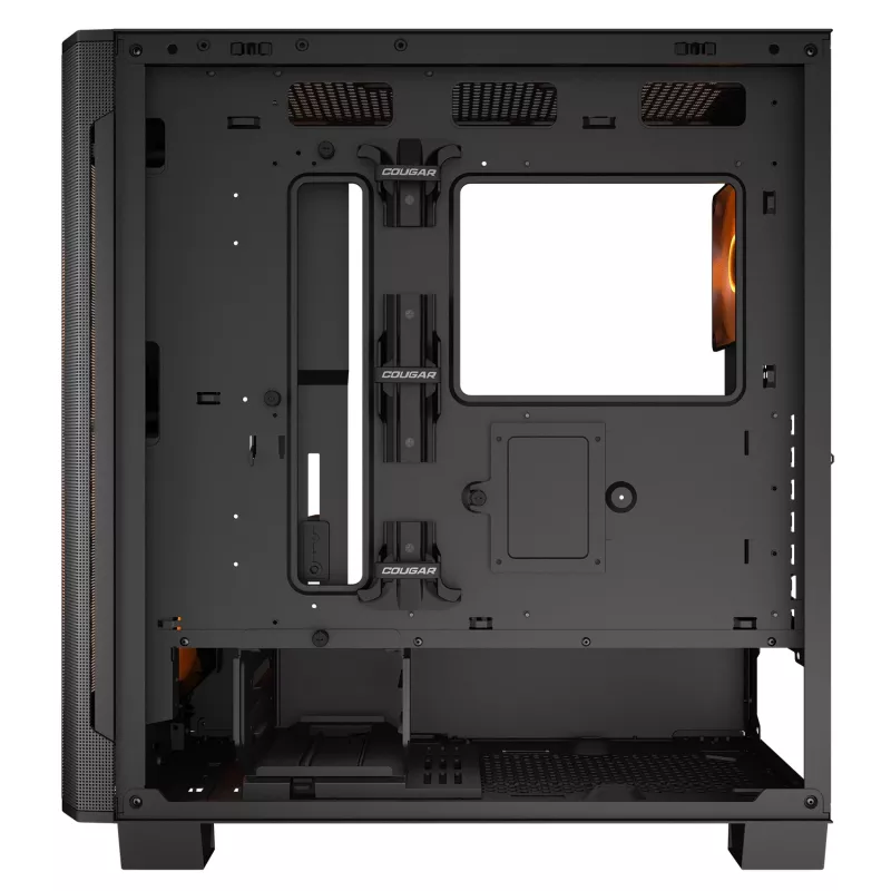 PC Midi Tower korpusas Cougar Airface FLO ARGB, juodas – palaiko 2x180 mm priekinius, 1x120 mm galinį ventiliatorius, 2,5/3,5 colių diskus, 240×480×509 mm