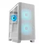 COUGAR PC Midi Tower korpusas Airface FLO ARGB Baltas — 2x180 mm priekyje, 1x120 mm gale, palaiko 2,5 col./3,5 col. HDD, 240×480×509 mm