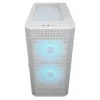 COUGAR PC Midi Tower korpusas Airface FLO ARGB Baltas — 2x180 mm priekyje, 1x120 mm gale, palaiko 2,5 col./3,5 col. HDD, 240×480×509 mm