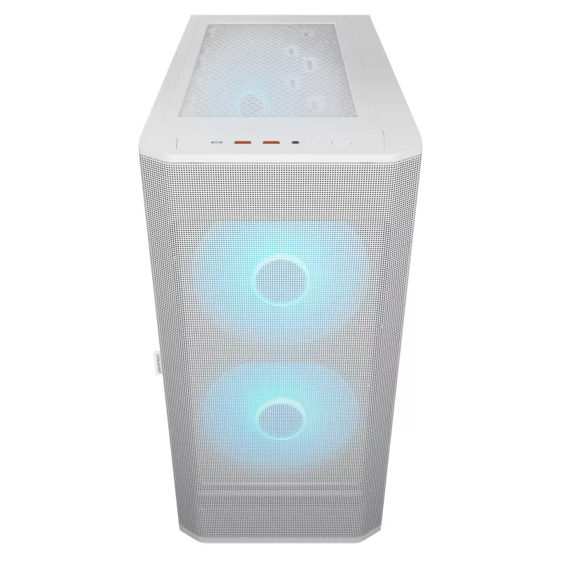 COUGAR PC Midi Tower korpusas Airface FLO ARGB Baltas — 2x180 mm priekyje, 1x120 mm gale, palaiko 2,5 col./3,5 col. HDD, 240×480×509 mm