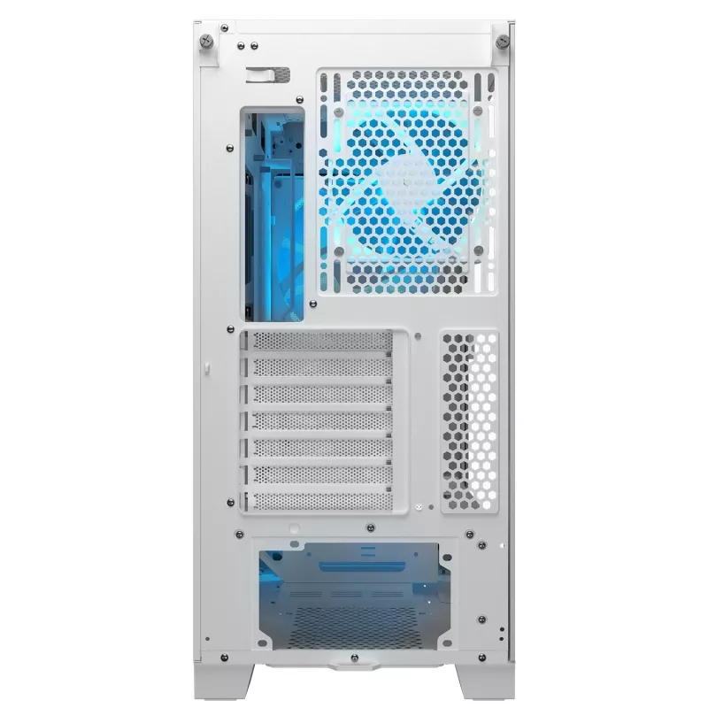 COUGAR PC Midi Tower korpusas Airface FLO ARGB Baltas — 2x180 mm priekyje, 1x120 mm gale, palaiko 2,5 col./3,5 col. HDD, 240×480×509 mm