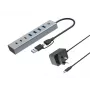 Conceptronic HUBBIES20GP 7 prievadų USB 3.0 šakotuvas su maitinimo adapteriu, 5 Gbps, USB-C x 3, USB-A x 4