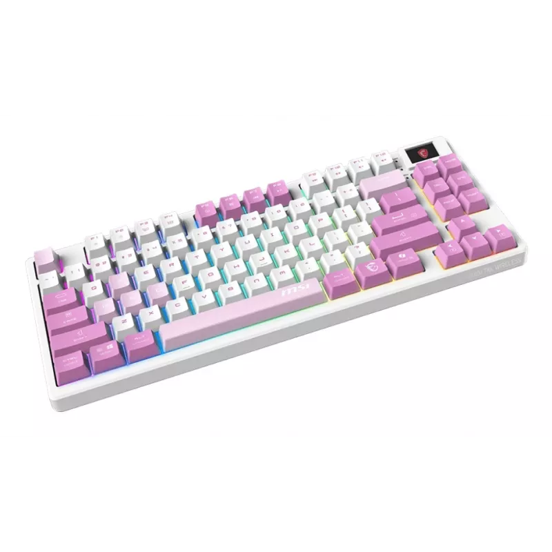 MSI FORGE GK600 TKL WIRELESS VIOLET klaviatūra, skirta žaidimams USB + Bluetooth QWERTY ispaniška rožinė, violetinė, balta