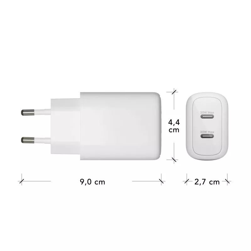 „dbramante1928 re-charge Pro“ – ES sieninis įkroviklis, 2x USB-C, 20 W, baltas