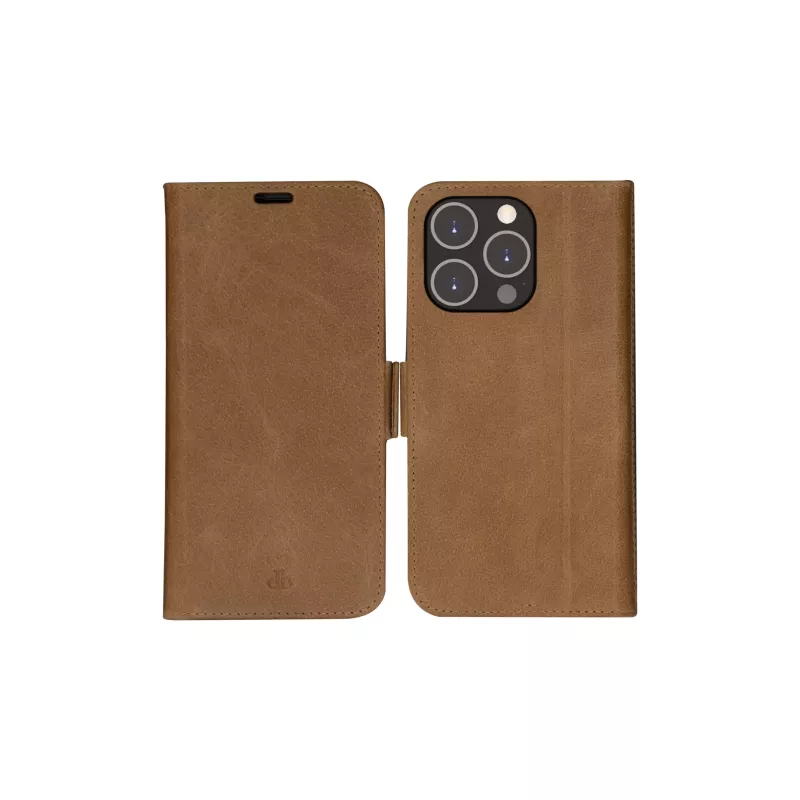 Piniginės tipo dėklas dbramante1928 iPhone 14 Pro Max, įdegio spalvos, su 3 kortelių kišenėlėmis