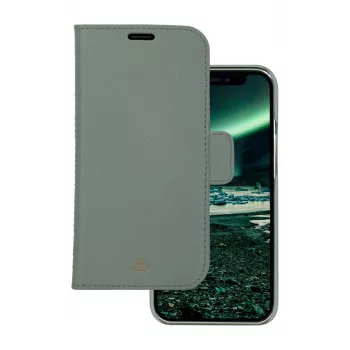 Dėklas-piniginė dbramante1928 New York skirtas Apple iPhone 13 Pro, žalios spalvos, 3 kortelių kišenės, tinka 6,1 colio (15,5 cm) įstrižainės ekranui