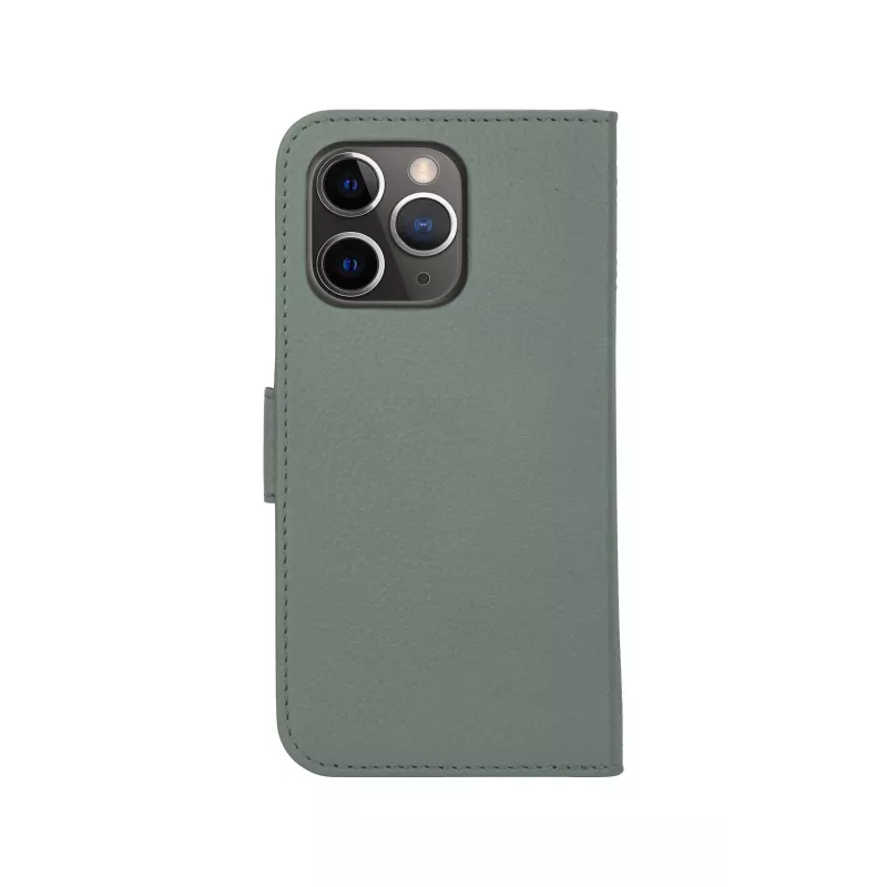 Dėklas-piniginė dbramante1928 New York skirtas Apple iPhone 13 Pro, žalios spalvos, 3 kortelių kišenės, tinka 6,1 colio (15,5 cm) įstrižainės ekranui