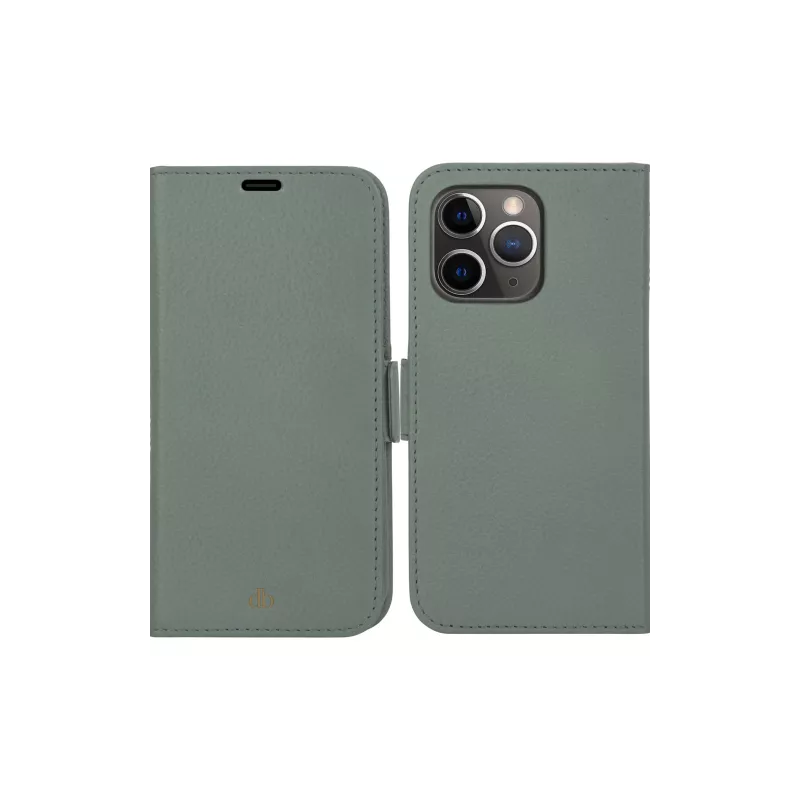 Dėklas-piniginė dbramante1928 New York skirtas Apple iPhone 13 Pro, žalios spalvos, 3 kortelių kišenės, tinka 6,1 colio (15,5 cm) įstrižainės ekranui