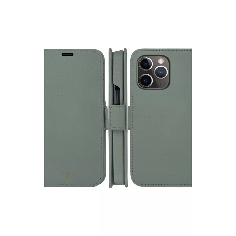Dėklas-piniginė dbramante1928 New York skirtas Apple iPhone 13 Pro, žalios spalvos, 3 kortelių kišenės, tinka 6,1 colio (15,5 cm) įstrižainės ekranui