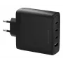 dbramante1928 re-charge IT EU sieninis įkroviklis — 3× USB-C (bendra galia 140 W) + 1× USB-A, patalpų, AC, juodas