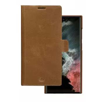 Dėklas-knygelė dbramante1928 Lynge Samsung Galaxy S22 Ultra, tan, tinka iki 17,3 cm (6,8 col.) ekranui, stalinis stovas