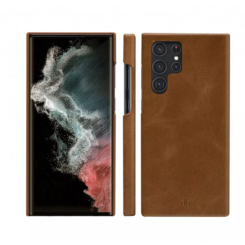 Dėklas-knygelė dbramante1928 Lynge Samsung Galaxy S22 Ultra, tan, tinka iki 17,3 cm (6,8 col.) ekranui, stalinis stovas
