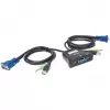 Manhattan KVM Switch Mini 2-Port, 2x USB-A, komplekte laidai, garso palaikymas, valdykite 2 kompiuterius vienu kompiuteriu/pele/ekranu, juodas, garantija visam gyvenimui, dėžutėje