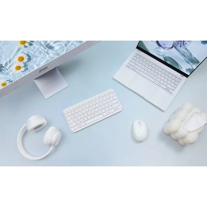 Belaidė “Bluetooth” klaviatūra ASUS KW100 Marshmallow — 75 % išdėstymas, QWERTZ, žirkliniai jungikliai, balta