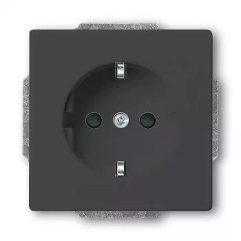 CEE 7/3 kištukinis lizdas Busch-Jaeger 2013-0-5265, 2P+E, 250 V/16 A, juodas, 71×41 mm