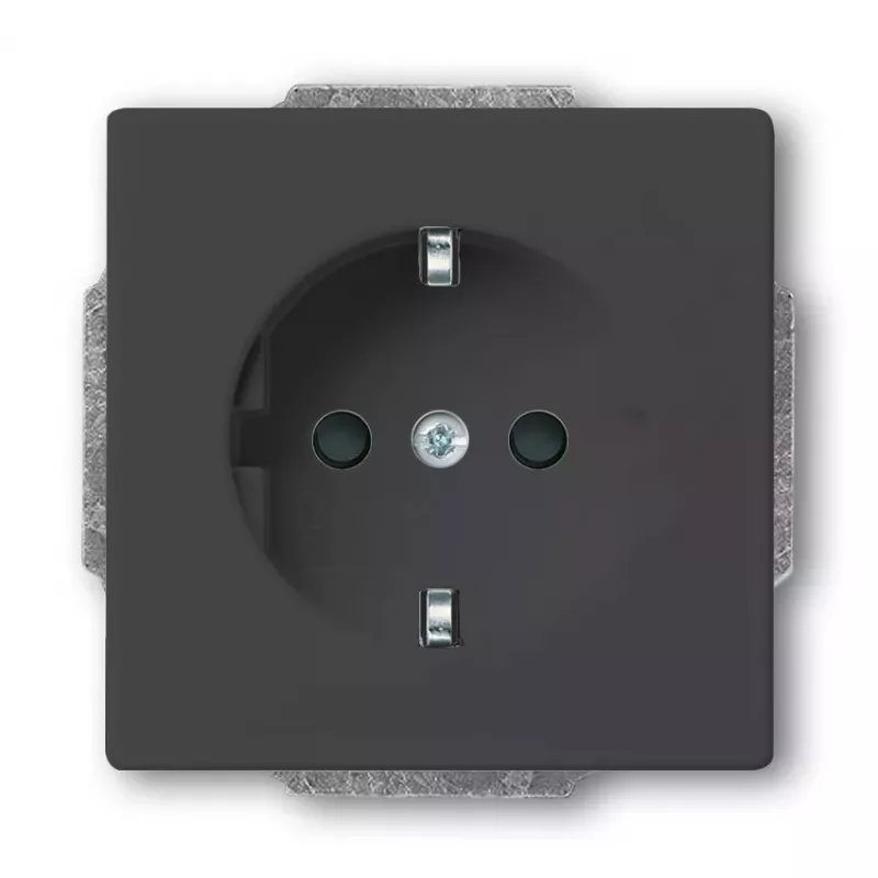 CEE 7/3 kištukinis lizdas Busch-Jaeger 2013-0-5265, 2P+E, 250 V/16 A, juodas, 71×41 mm