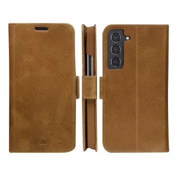 Atverčiamas telefono dėklas dbramante1928 Copenhagen plonas, skirtas Samsung Galaxy S22, 6,1 colių ekranas, rusvai ruda spalva, stalinis stovas