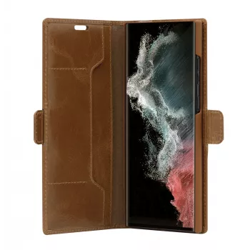 Folio case dbramante1928 Copenhagen plonas for Samsung Galaxy S22 Ultra, 6.8 inch screen, Tan