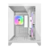 Mini bokšto PC korpusas Cougar FV150 ARGB baltas — Micro-ATX / Mini-ITX, šoninis langas, 2x120mm + 1x120mm ventiliatoriai, 2,5 colio ir 3,5 colio nišos
