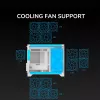 Mini bokšto PC korpusas Cougar FV150 ARGB baltas — Micro-ATX / Mini-ITX, šoninis langas, 2x120mm + 1x120mm ventiliatoriai, 2,5 colio ir 3,5 colio nišos