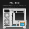 Mini bokšto PC korpusas Cougar FV150 ARGB baltas — Micro-ATX / Mini-ITX, šoninis langas, 2x120mm + 1x120mm ventiliatoriai, 2,5 colio ir 3,5 colio nišos