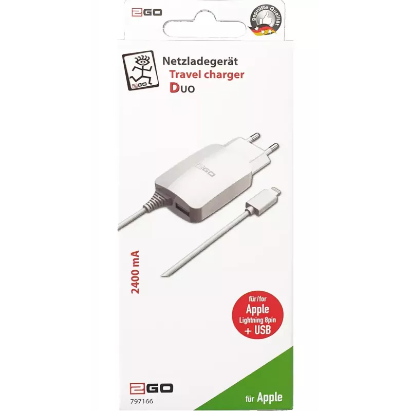 Mobiliojo įrenginio kroviklis 2GO 797166 universalus baltas AC patalpų 5V 1.4m