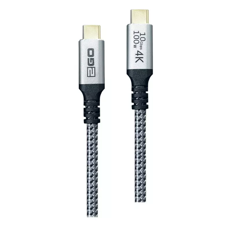 USB laidas 2GO 797512 USB 3.2 Gen 2 1,2 m USB C juoda, sidabrinė