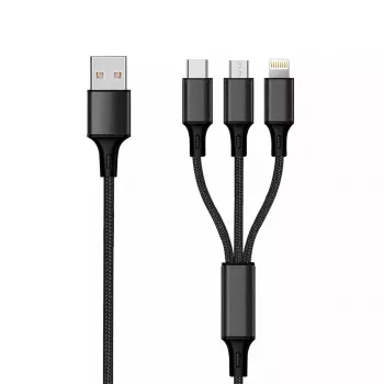 USB laidas 2GO 797154 3m USB B USB C/Micro-USB B/Lightning juoda