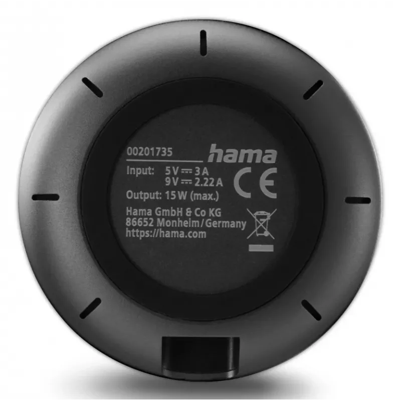 Hama 00201735 mobiliojo įrenginio įkroviklis Išmaniajam telefonui Juoda USB Belaidis įkrovimas Greitasis įkrovimas Vidaus