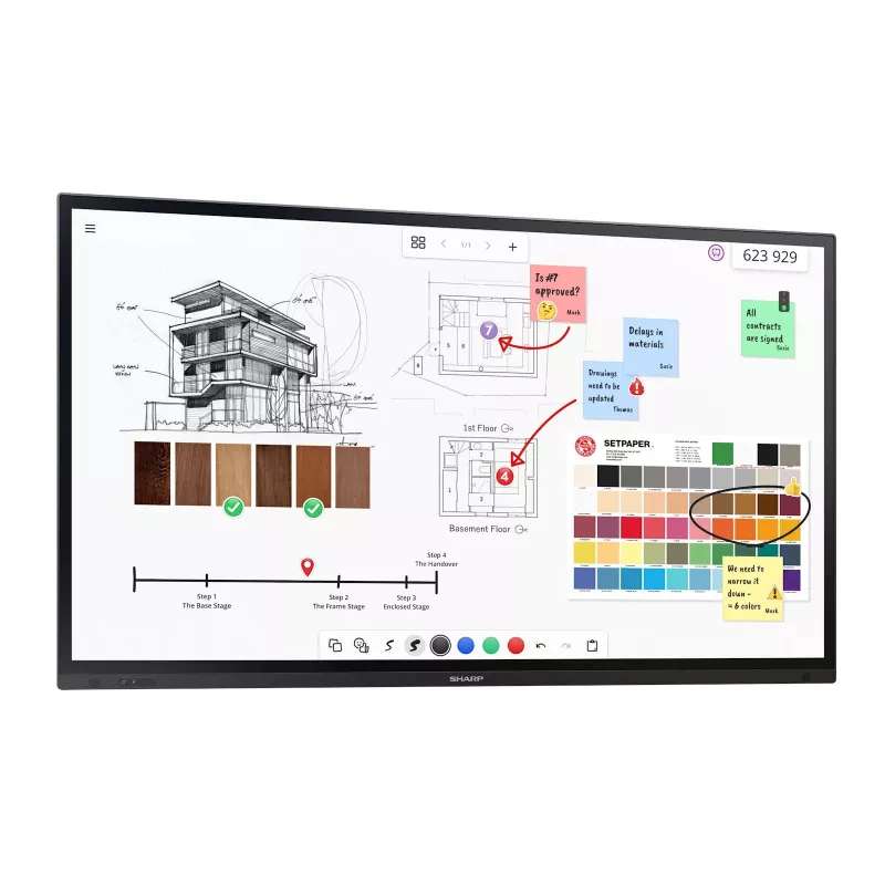 Sharp PN-LA752 skaitmeninės reklaminės iškabos plokščiaekranis 190,5 cm (75 colių) LCD 500 cd/m² 4K Ultra HD juodas jutiklinis 24/7