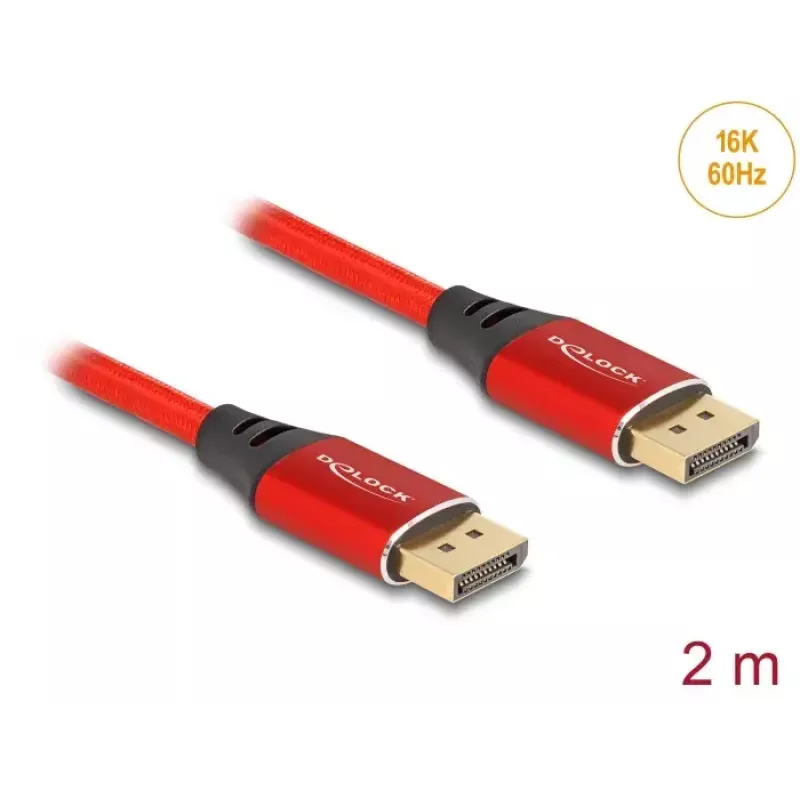 DeLOCK DisplayPort laidas 16K 60 Hz 2 m raudonas metalas