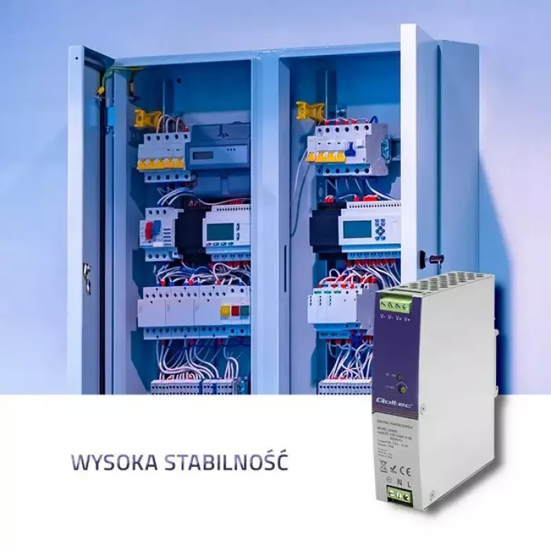 Pramoninis DIN bėgelio maitinimo šaltinis QOLTEC 50905