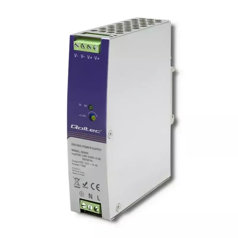 Pramoninis DIN bėgelio maitinimo šaltinis QOLTEC 50905