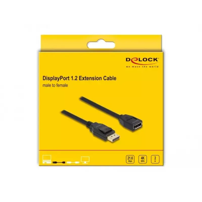 DeLOCK DisplayPort 1.2 ilginamasis kabelis 4K 60 Hz 2 m