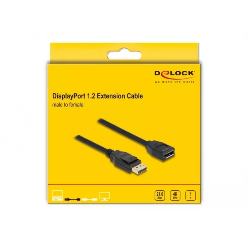 DeLOCK DisplayPort 1.2 ilginamasis laidas 4K 60 Hz 1 m