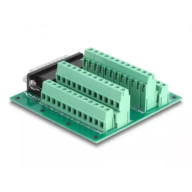 DeLOCK D-Sub HD 44 kontaktų kištukinis į gnybtų bloką, skirtą DIN bėgiui 84x86x30 mm