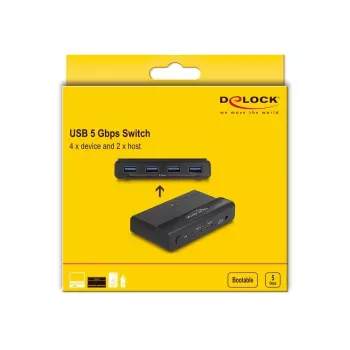DeLOCK USB jungiklis 4 įrenginiai 2 pagrindiniai kompiuteriai 5 Gbps juoda