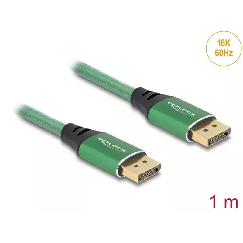 DeLOCK DisplayPort kabelis 16K 60 Hz 1 m žalias metalas